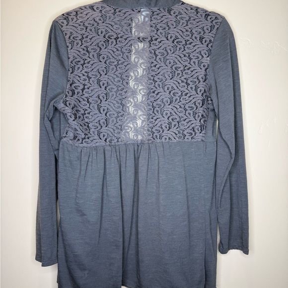 Style & Co. Charcoal Open Cardigan with Lace - Picture 5 of 5